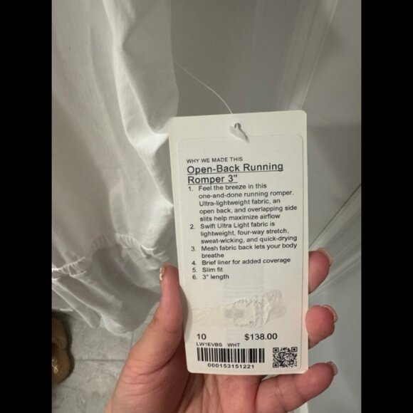 Lululemon Open-Back Running Romper 3" - Color White Size 10 - Picture 6 of 7